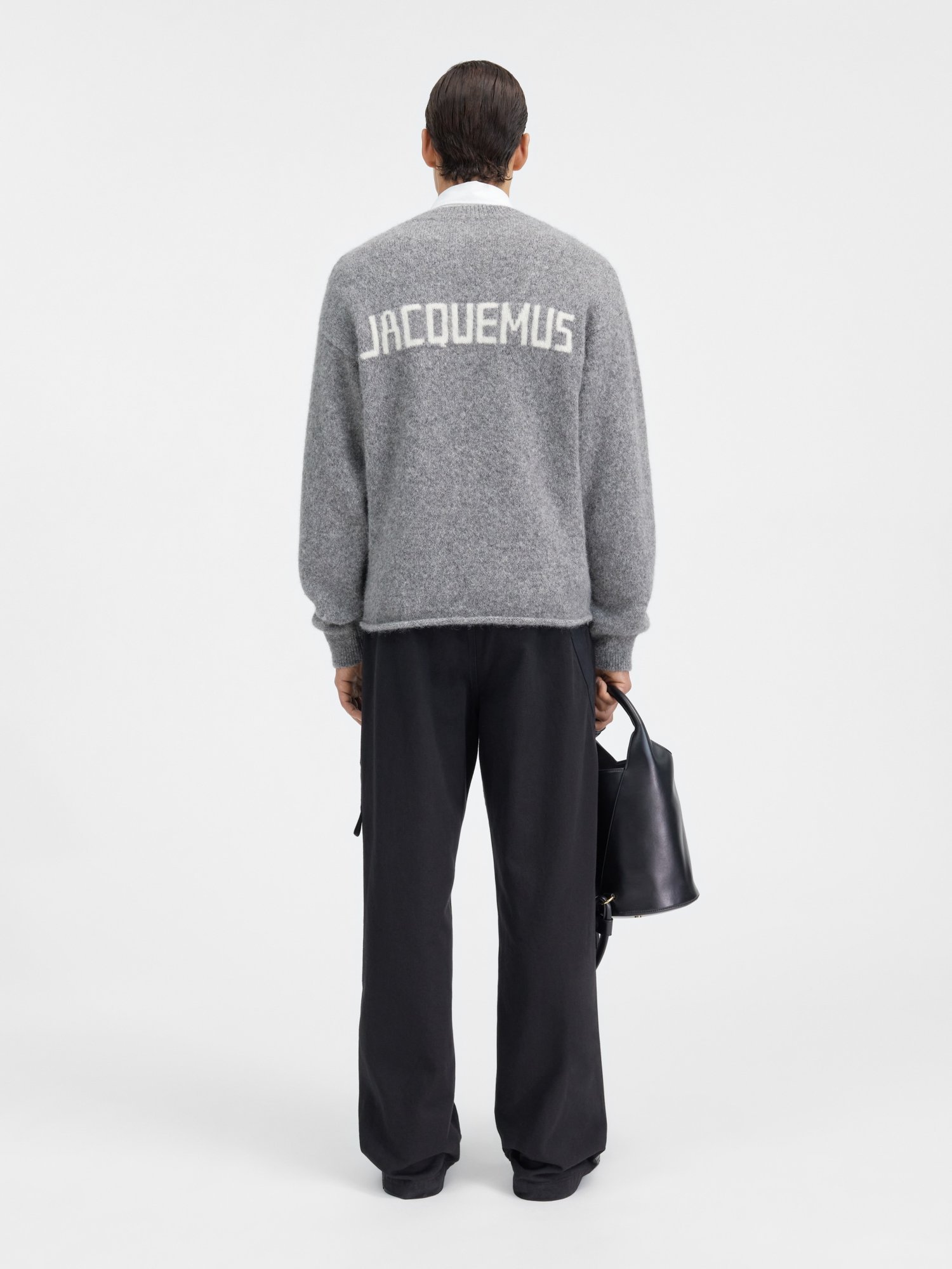 Jacquemus Jacquard Logo Alpaca Sweater In Gray