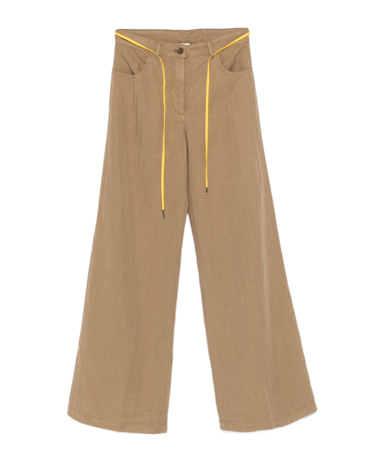 Aspesi Striped Wide-leg Trousers In Green