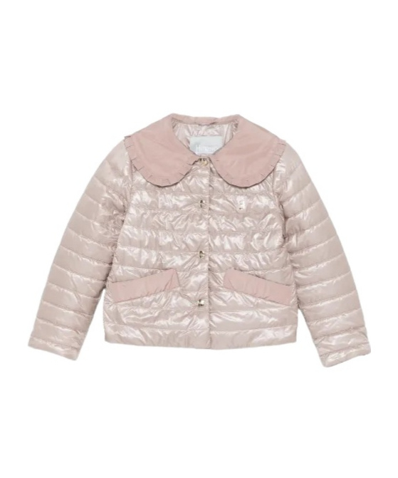 Herno Ruffled Quilted Jacket In Nude