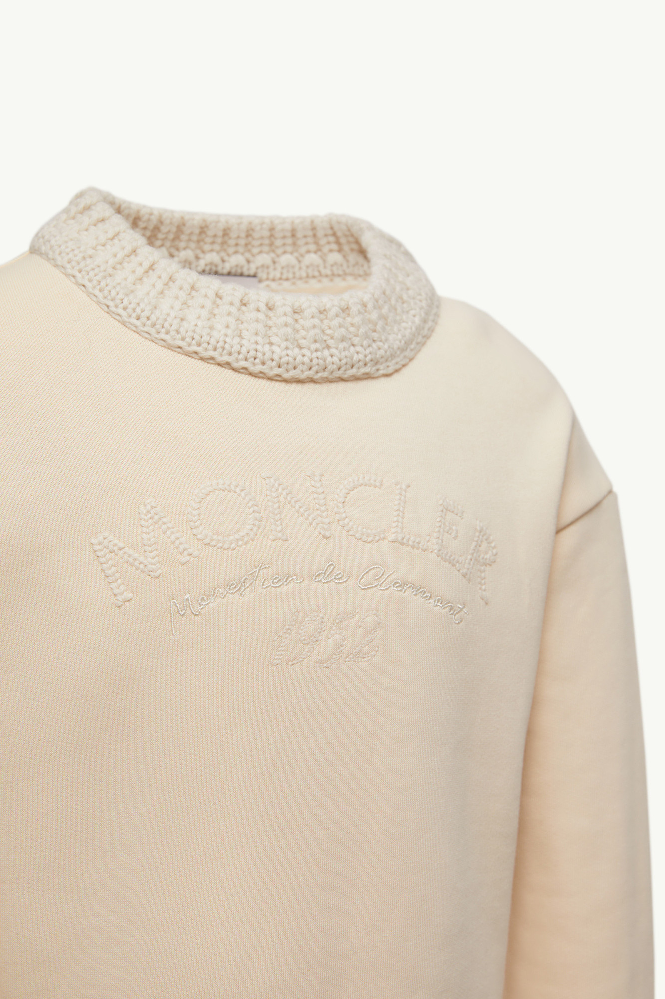 Moncler Embroidered Logo Cotton Sweatshirt In Yellow