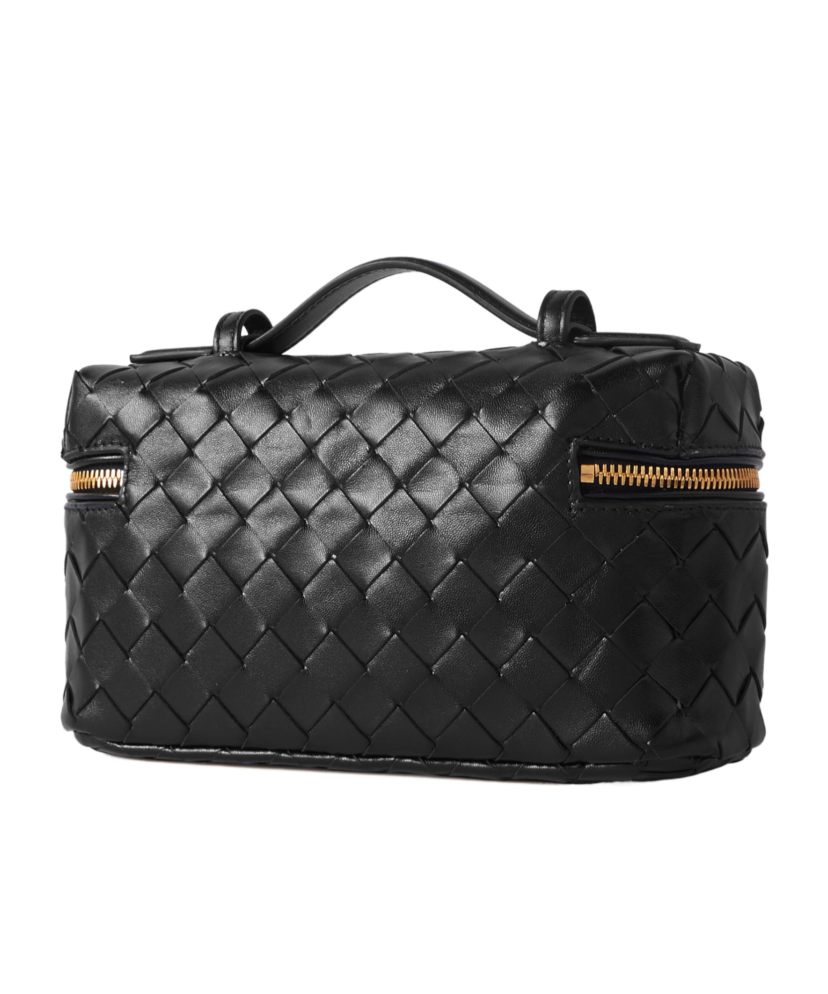 Bottega Veneta Bang Bang Vanity Intrecciato Leather Tote In Black