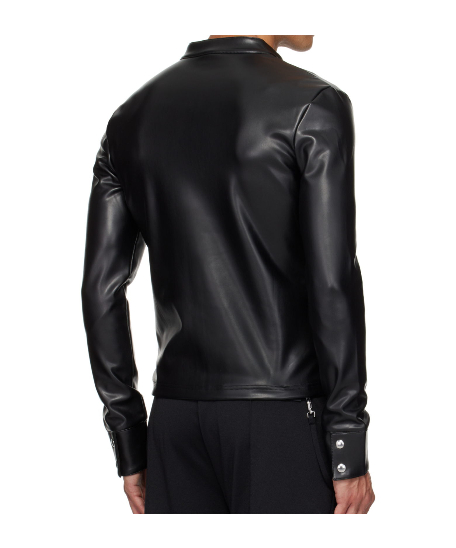 Courrèges Black Zipped Biker Faux-leather Jacket In Black