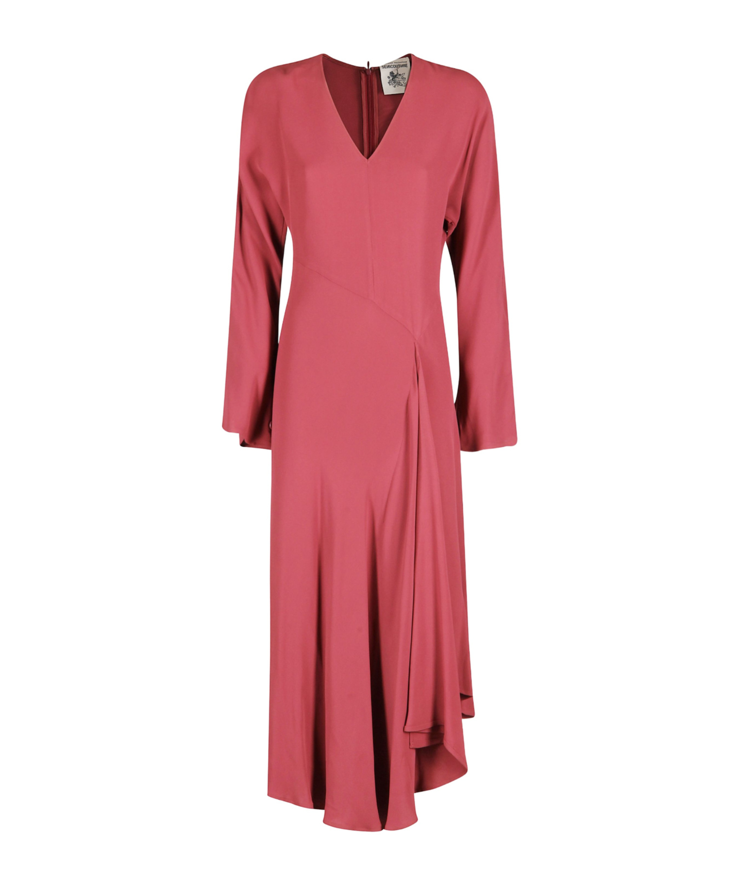 Semicouture Eleonor Dress With Asymmetric Hemline And Flared Skirt In Red