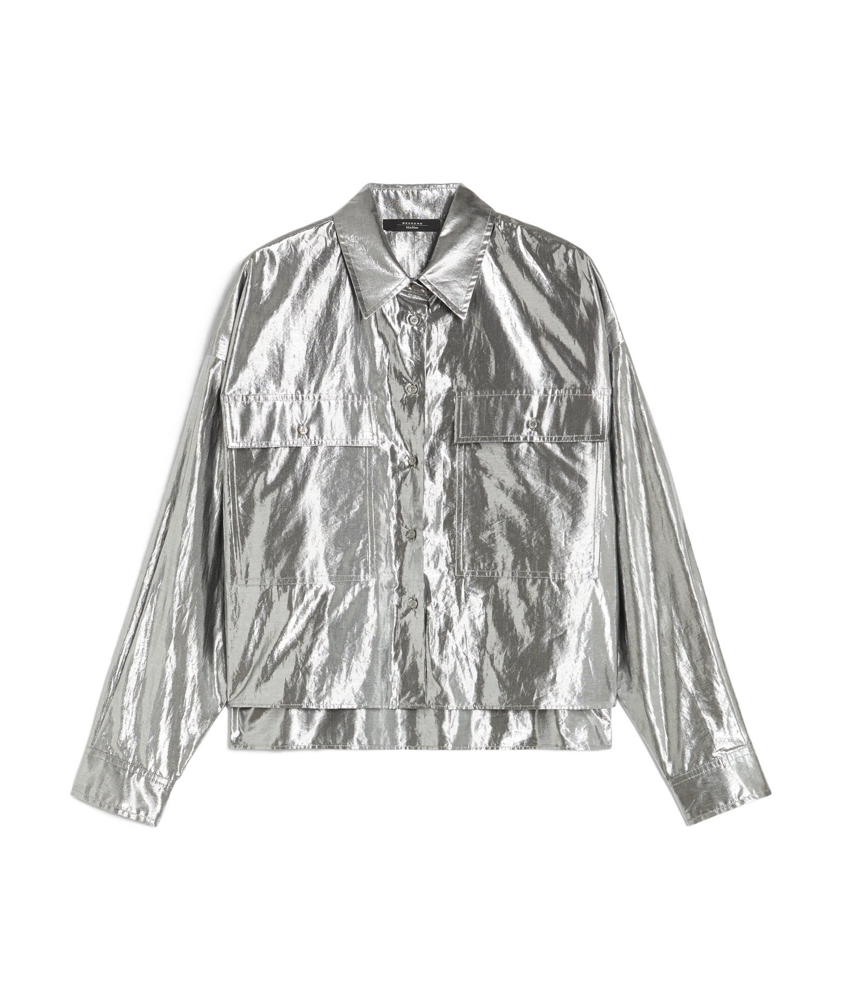 Weekend Max Mara Lamé Cotton Shirt In Gray