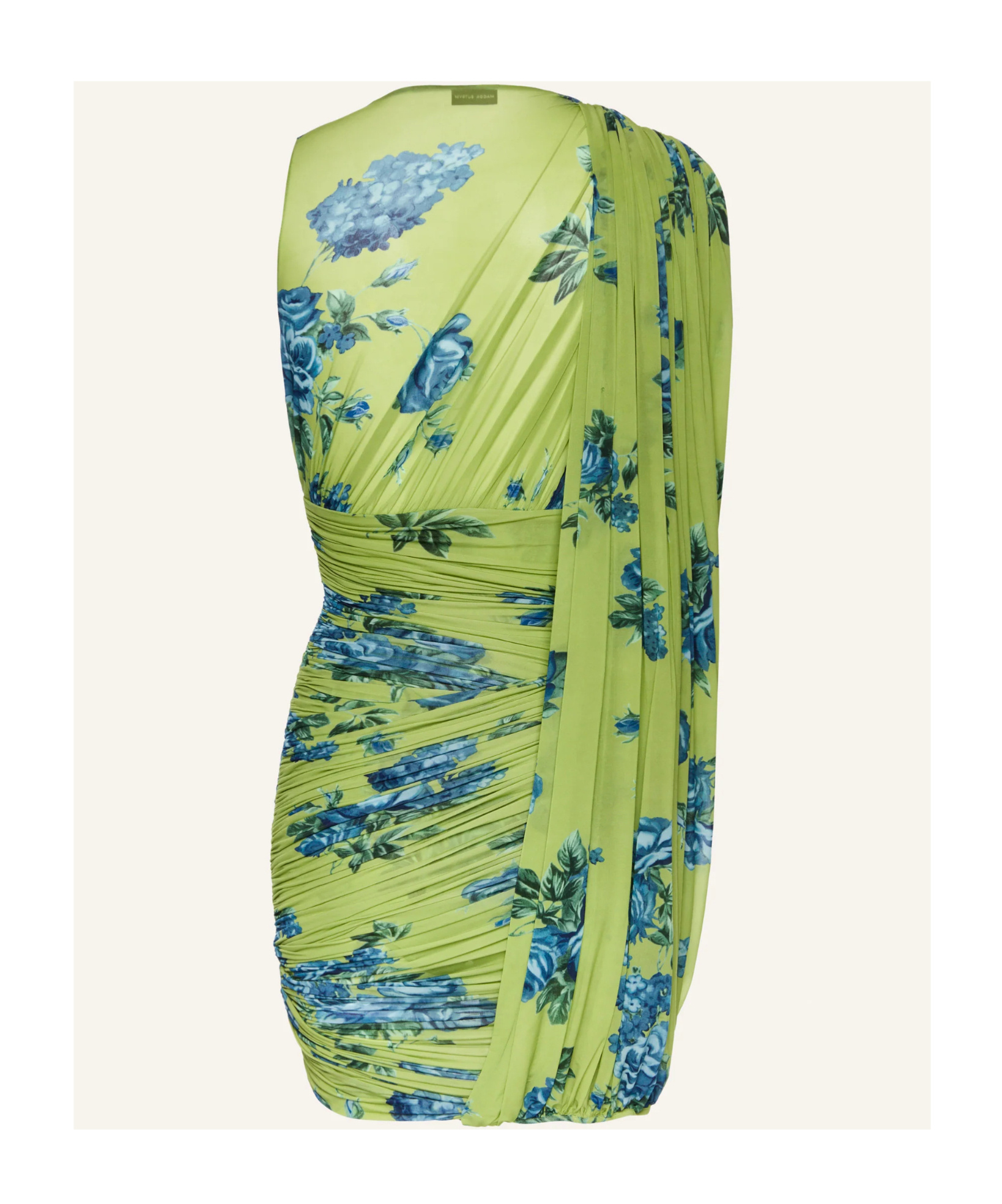 Magda Butrym Draped Floral One Shoulder Ruched Dress In Green
