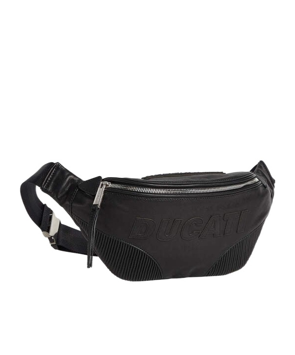 Dsquared2 X Ducati Embossed Zip Belt Bag In Black