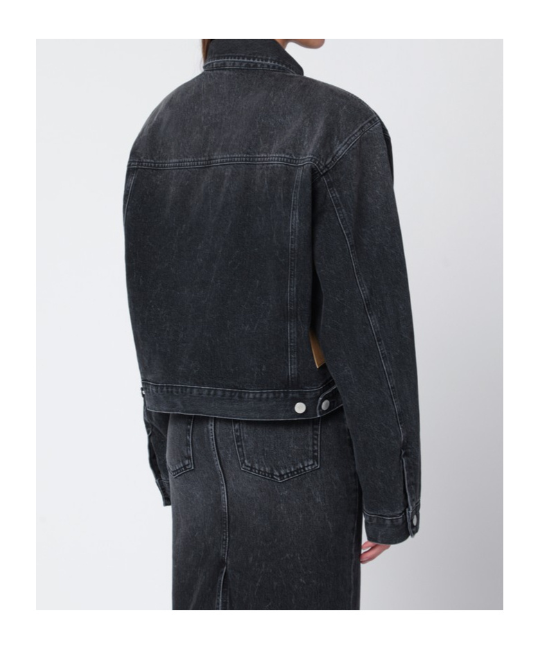 Haikure Button-down Long-sleeved Denim Jacket In Black