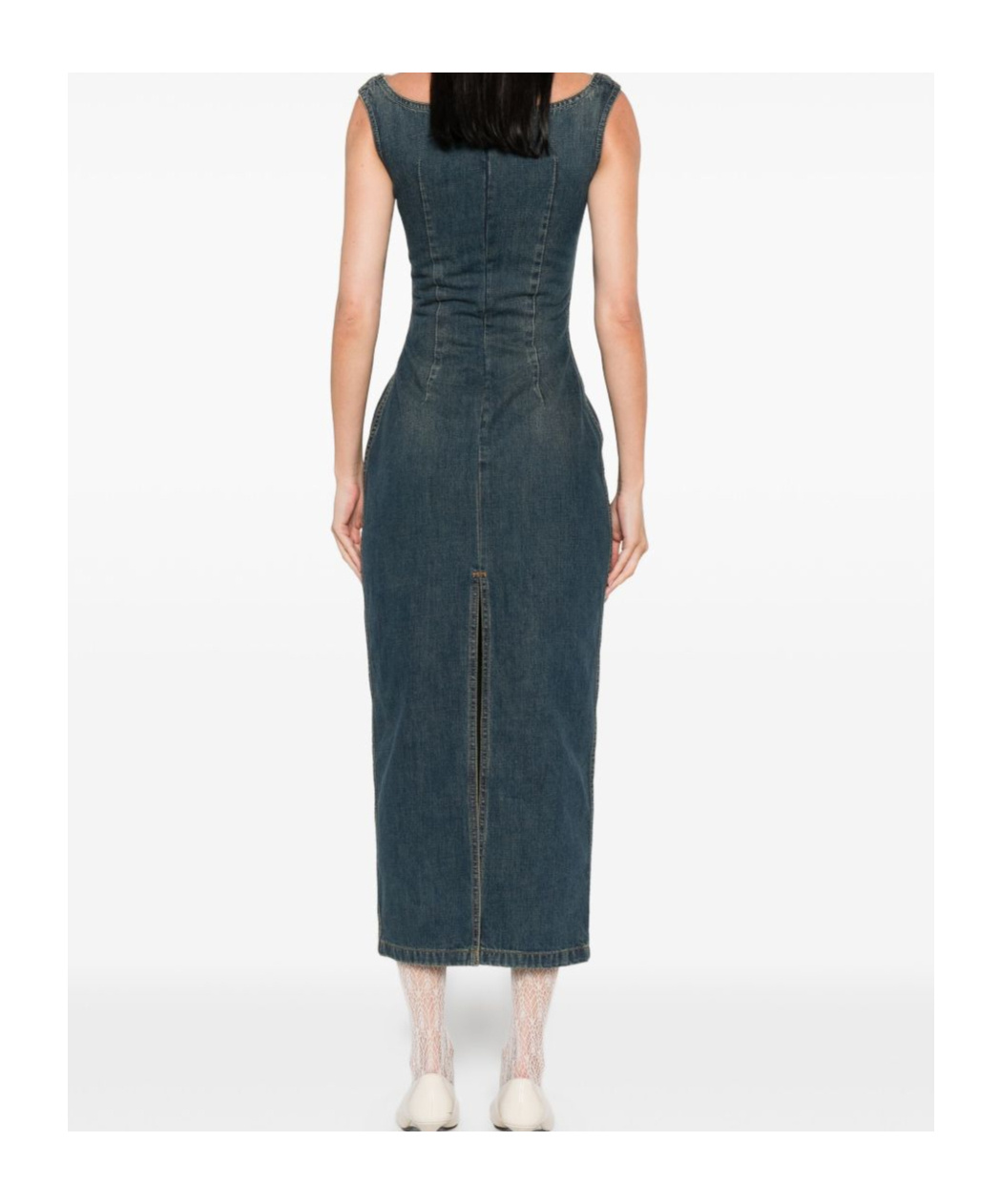 Magda Butrym Square-neck Denim Dress In Green