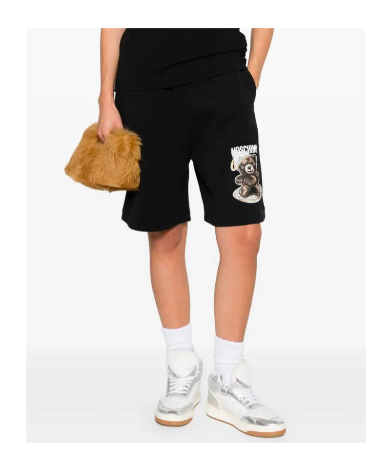 Moschino Graphic Teddy Bear Knee Length Shorts In Black