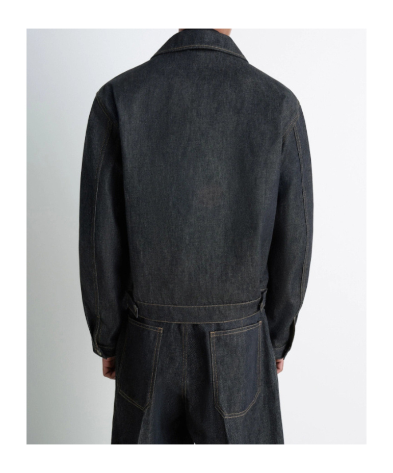 Lemaire Patch-pocket Denim Jacket In Gray