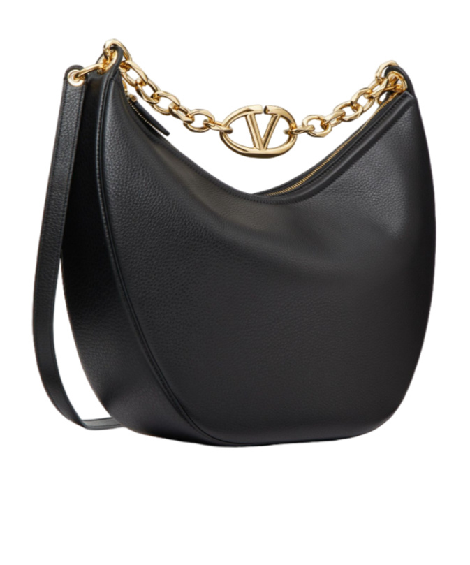 Valentino Vlogo Moon Medium Logo Wandering Bag In Black