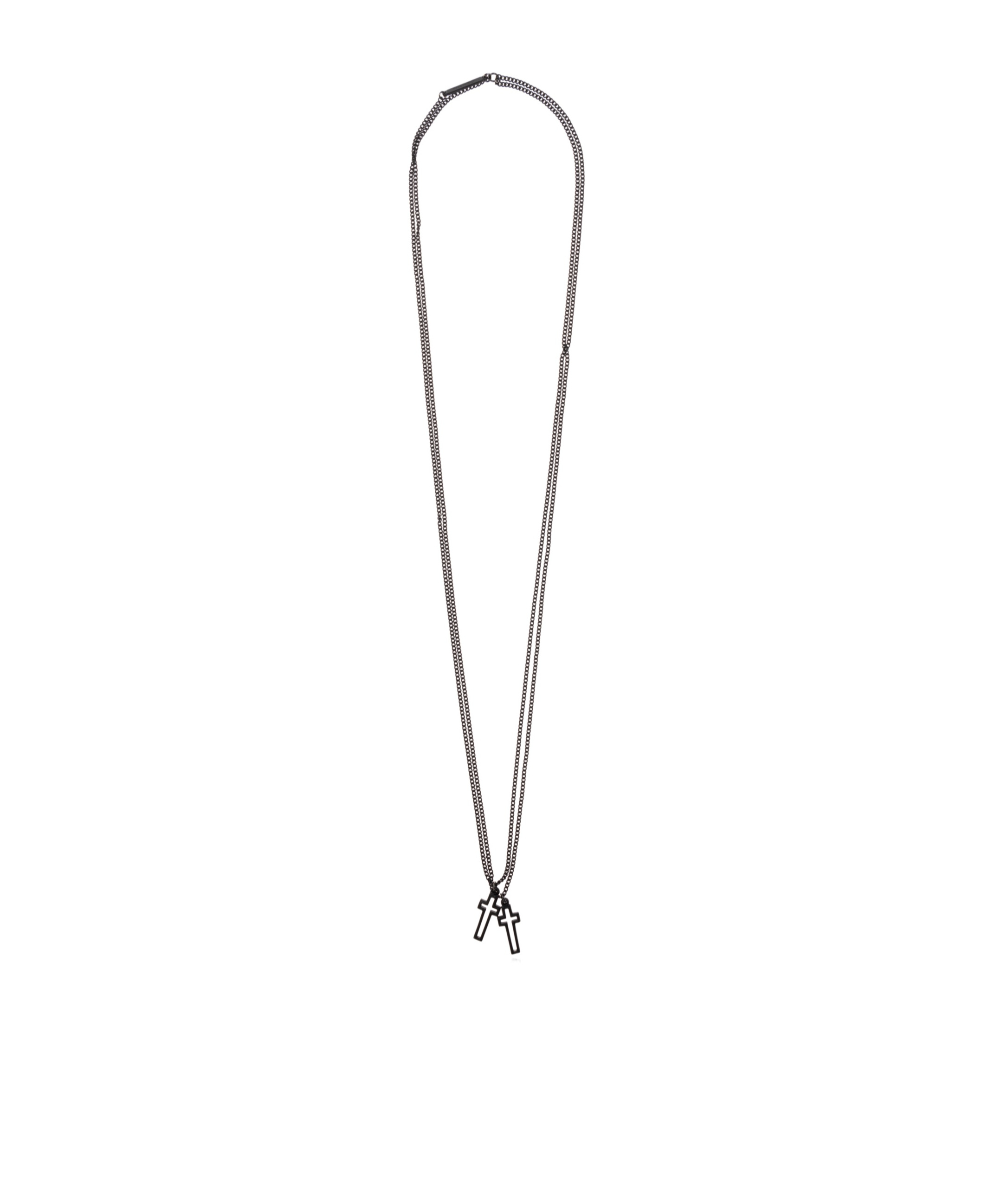 Shop Dsquared2 Double Cross Pendant Necklace In Gray