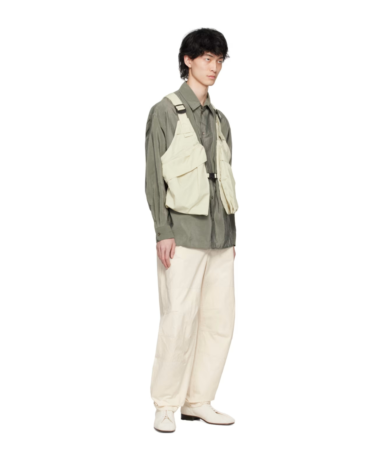 Lemaire Maxi Strap-up Casual Pants In White
