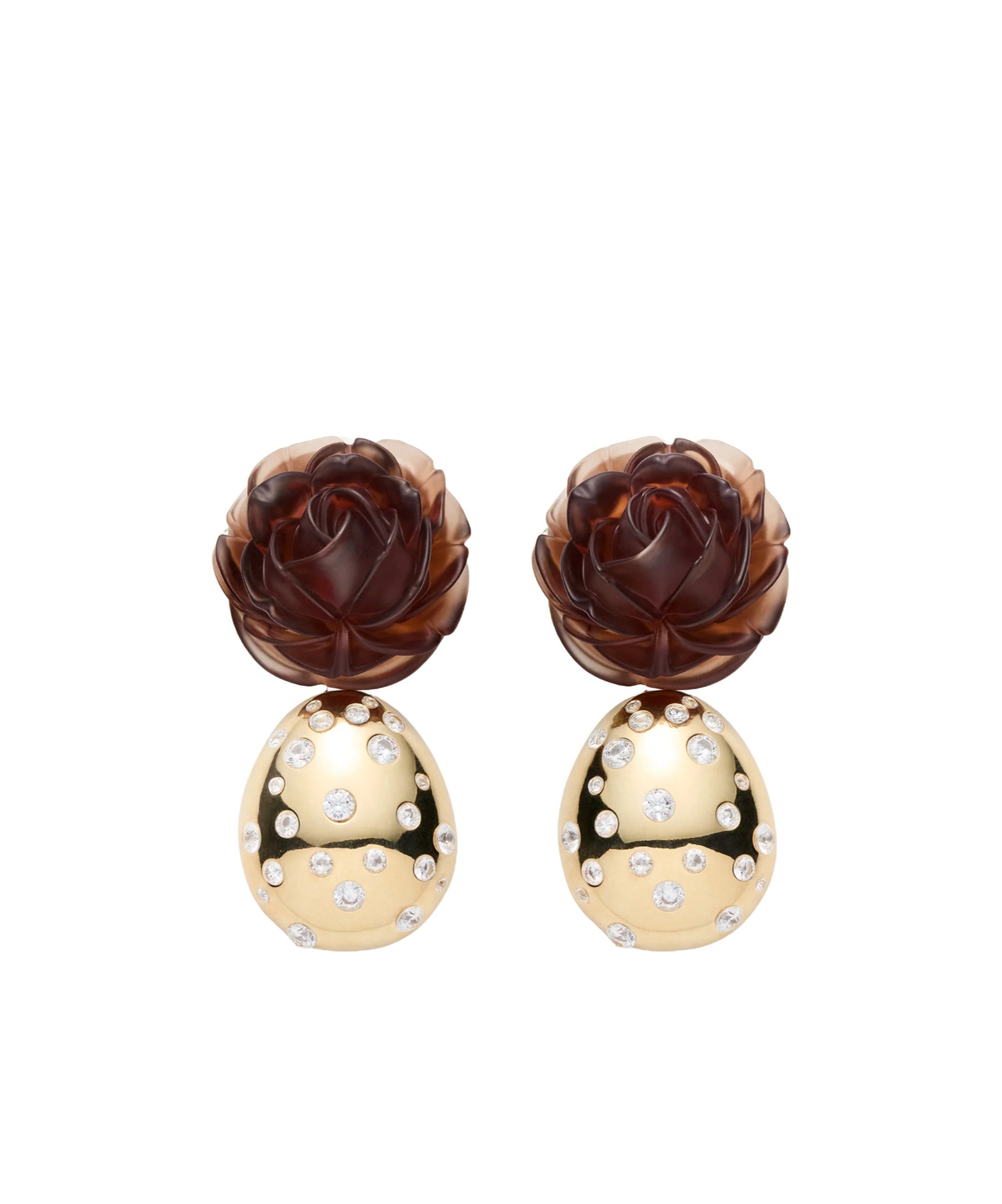 Magda Butrym Embellished Rose Drop Earrings In Gold