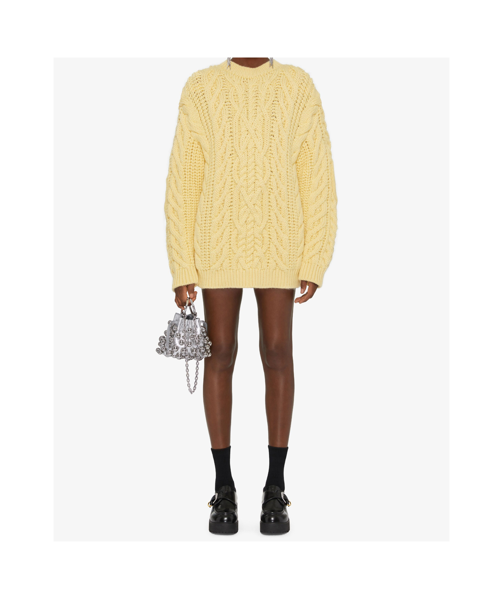 Givenchy Womens Monogram Cable-knit Wool-blend Jumper Pale Yellow In Nude