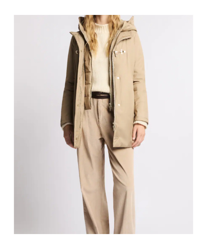 Fay Toggle Coat In Technical Gabardine In Brown