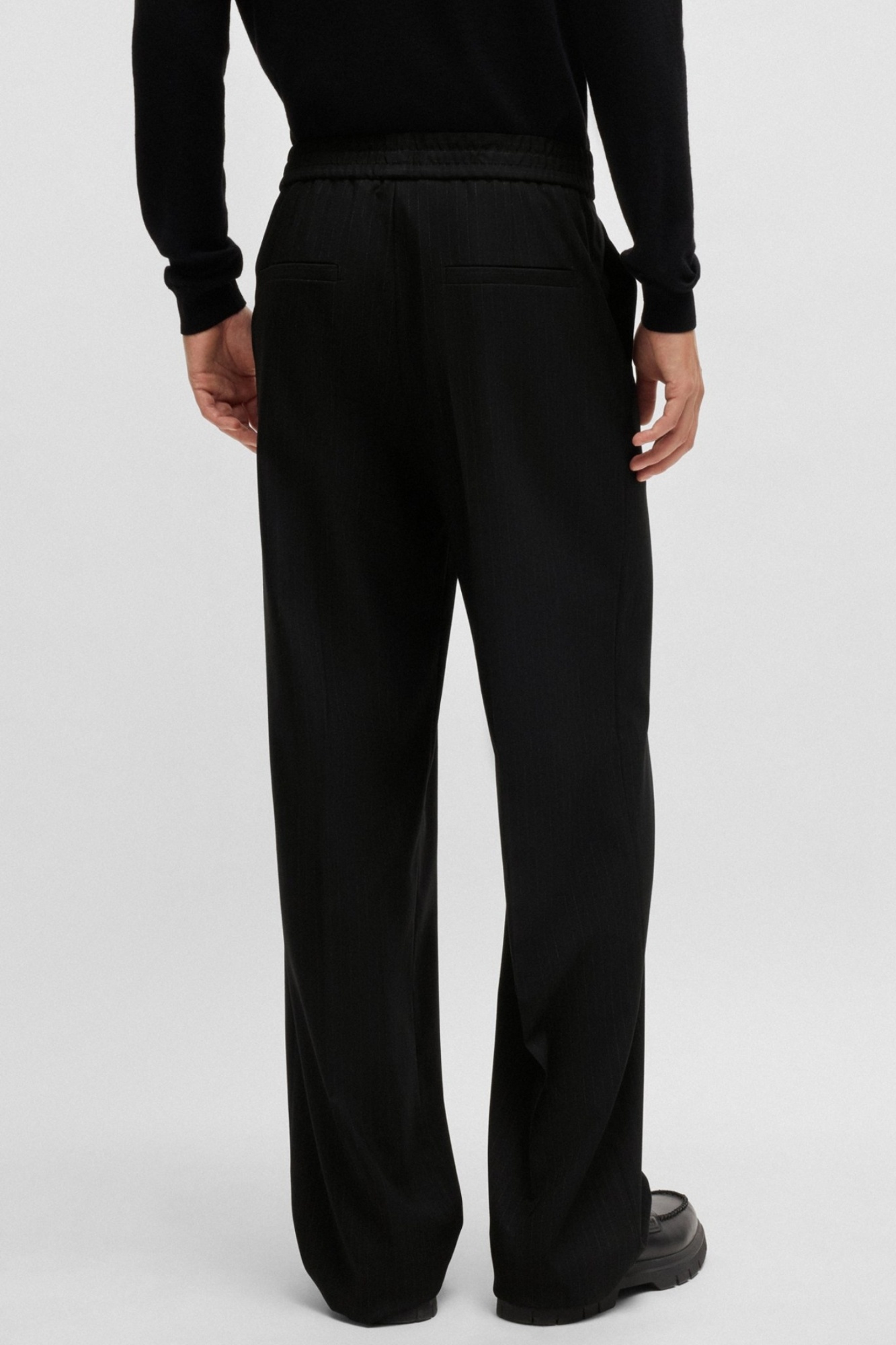 Hugo Boss Pinstriped Trousers In Black