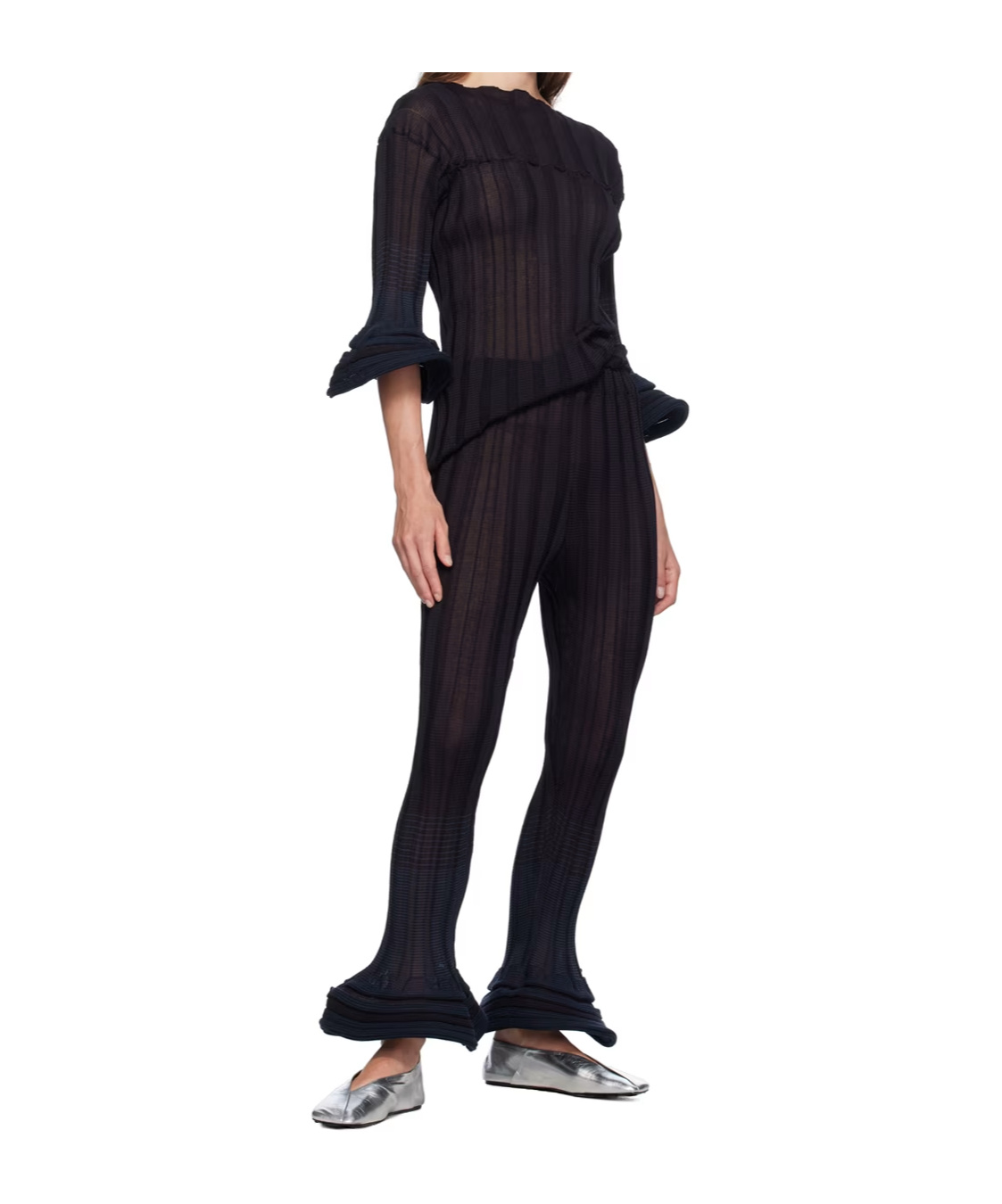 Issey Miyake Asagao Jacquard Striped Casual Pants In Black