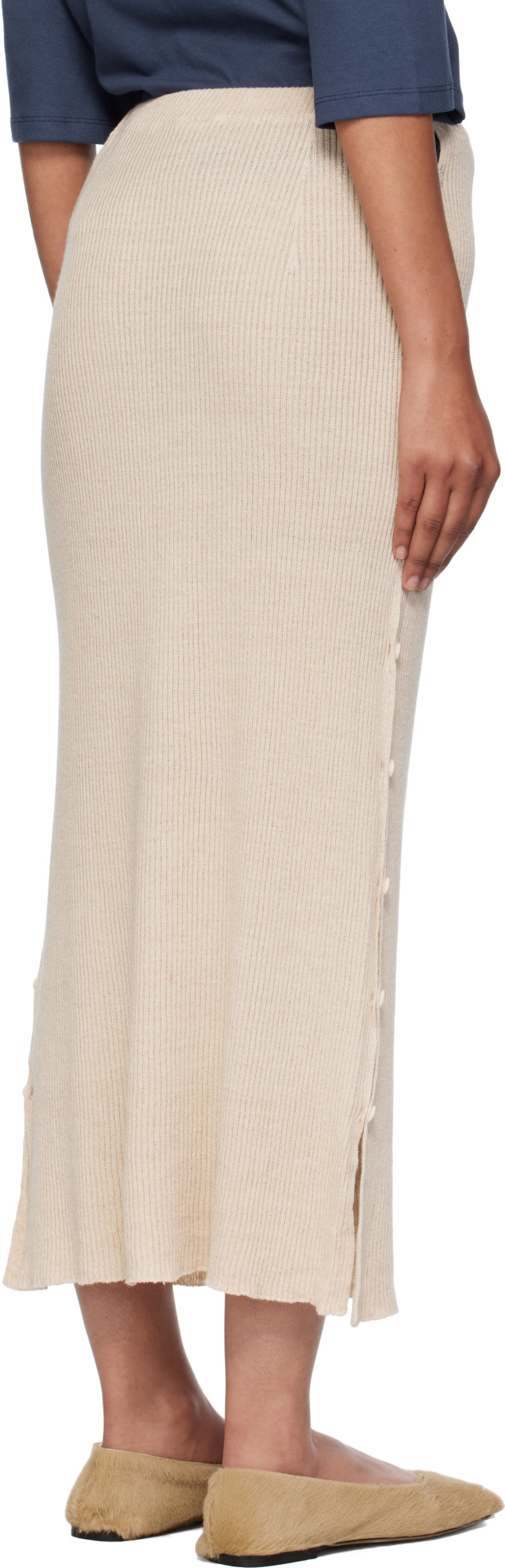 Baserange Beige Franca Midi Skirt In Neutral