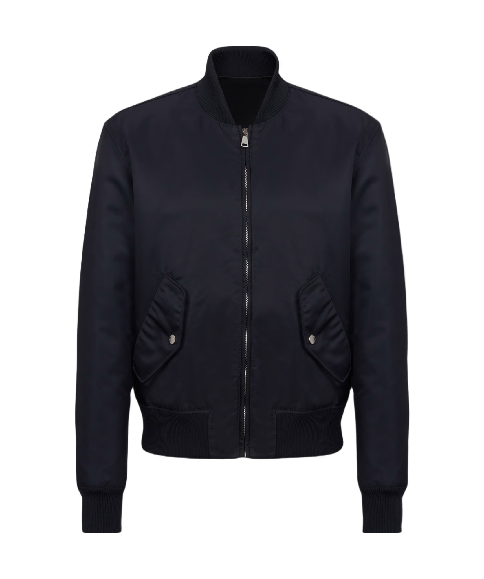 Balmain Navy Embroidery Bomber Jacket In Black