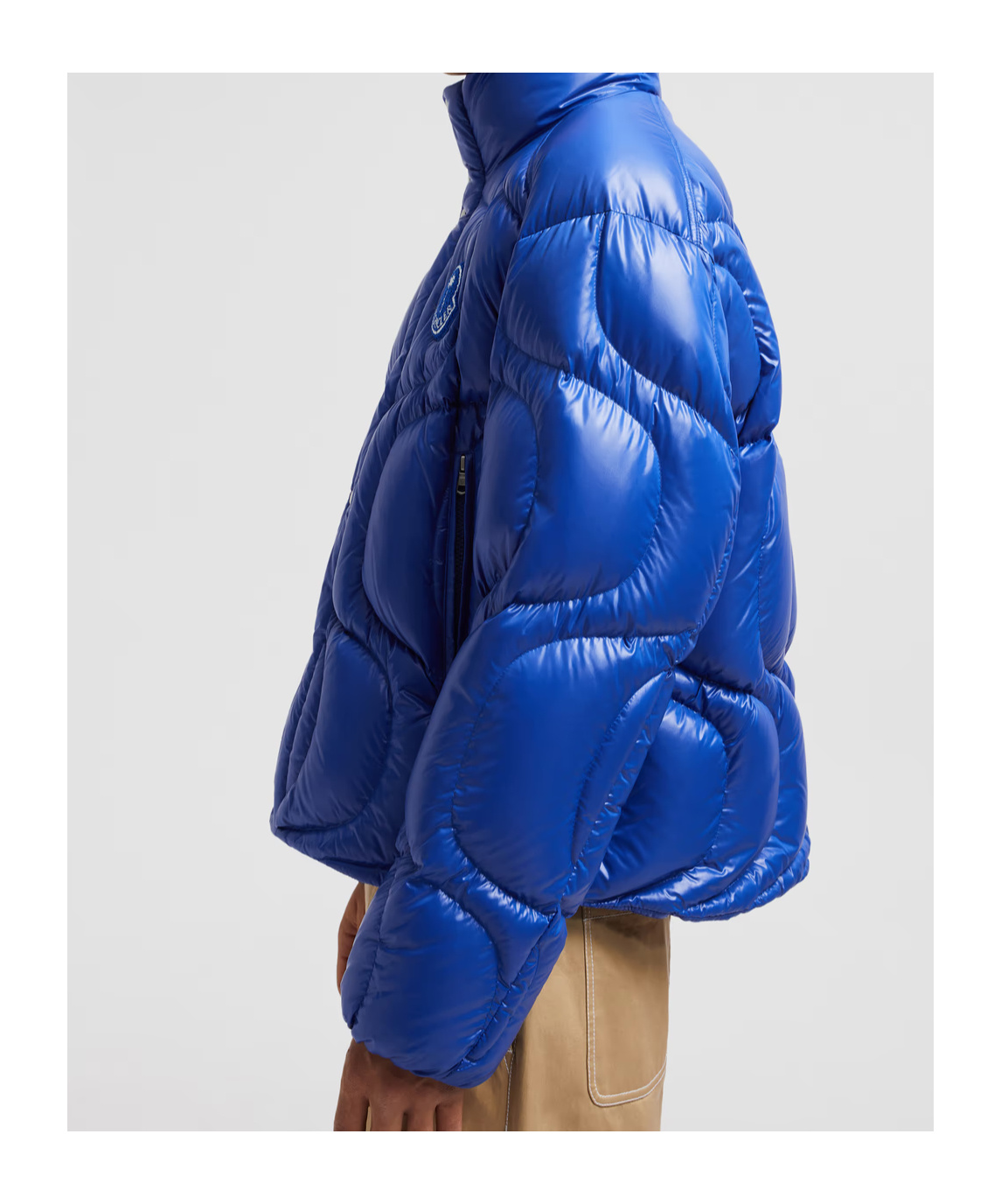 Moncler X Palm Angels Haunani Short Down Jacket Blue In Blue