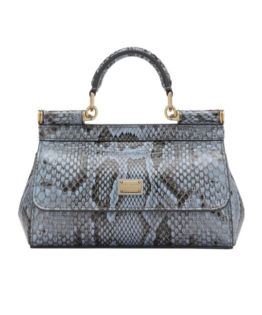 Dolce & Gabbana Dolce Gabbana Small Logo Plaque Embossed Sicily Handbag In Gray