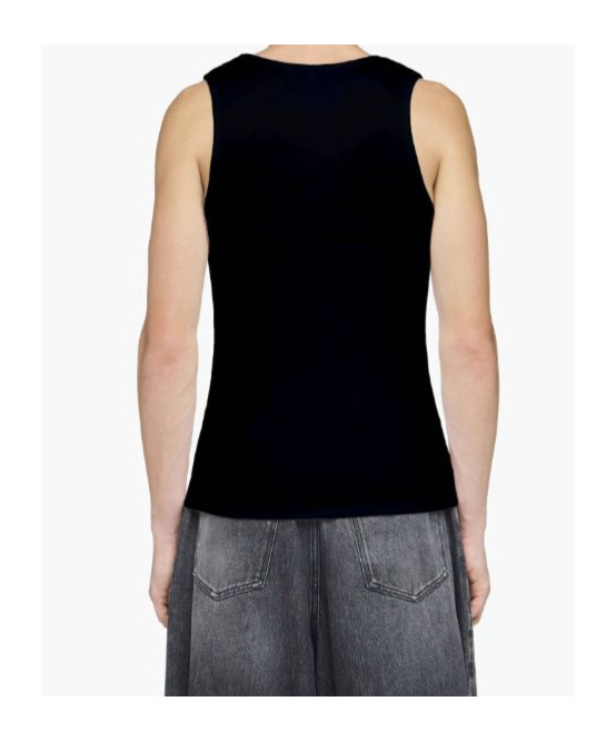 Jw Anderson Black Sleeveless Top With Logo Embroidery On The Front In Black