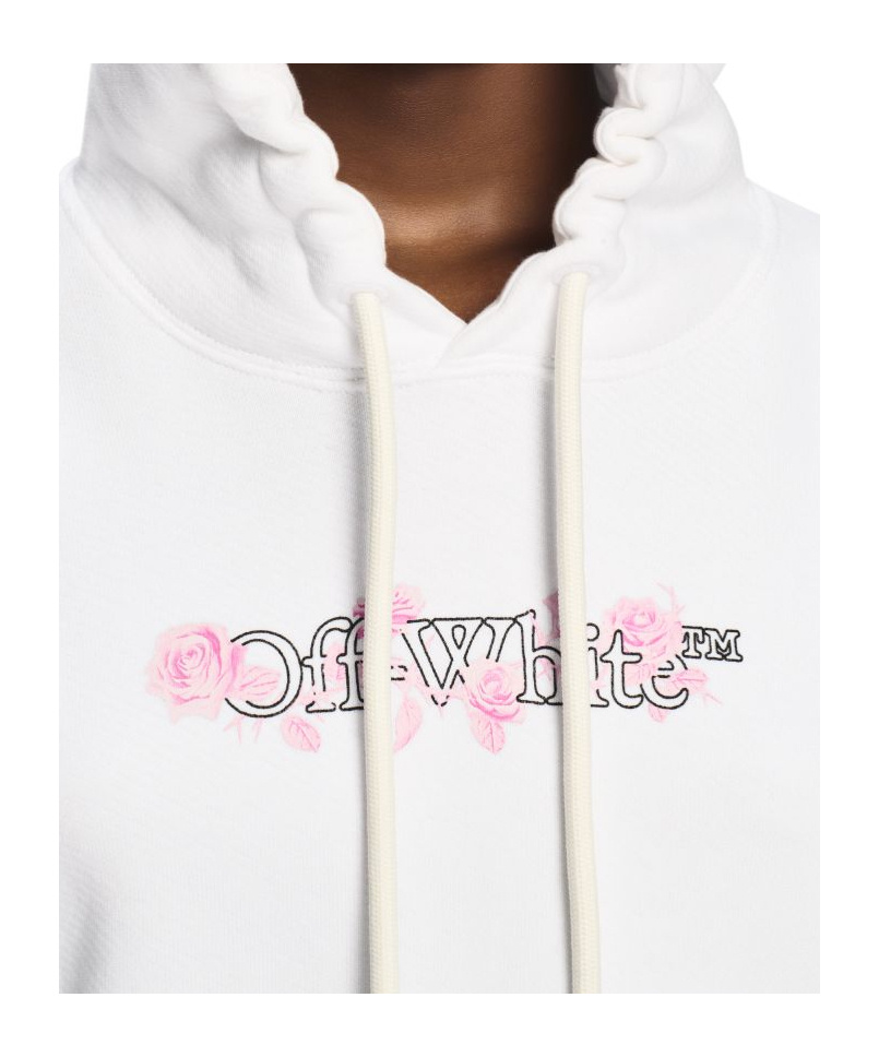 Off-white White Bookish Rose Cropped Hoodie In White