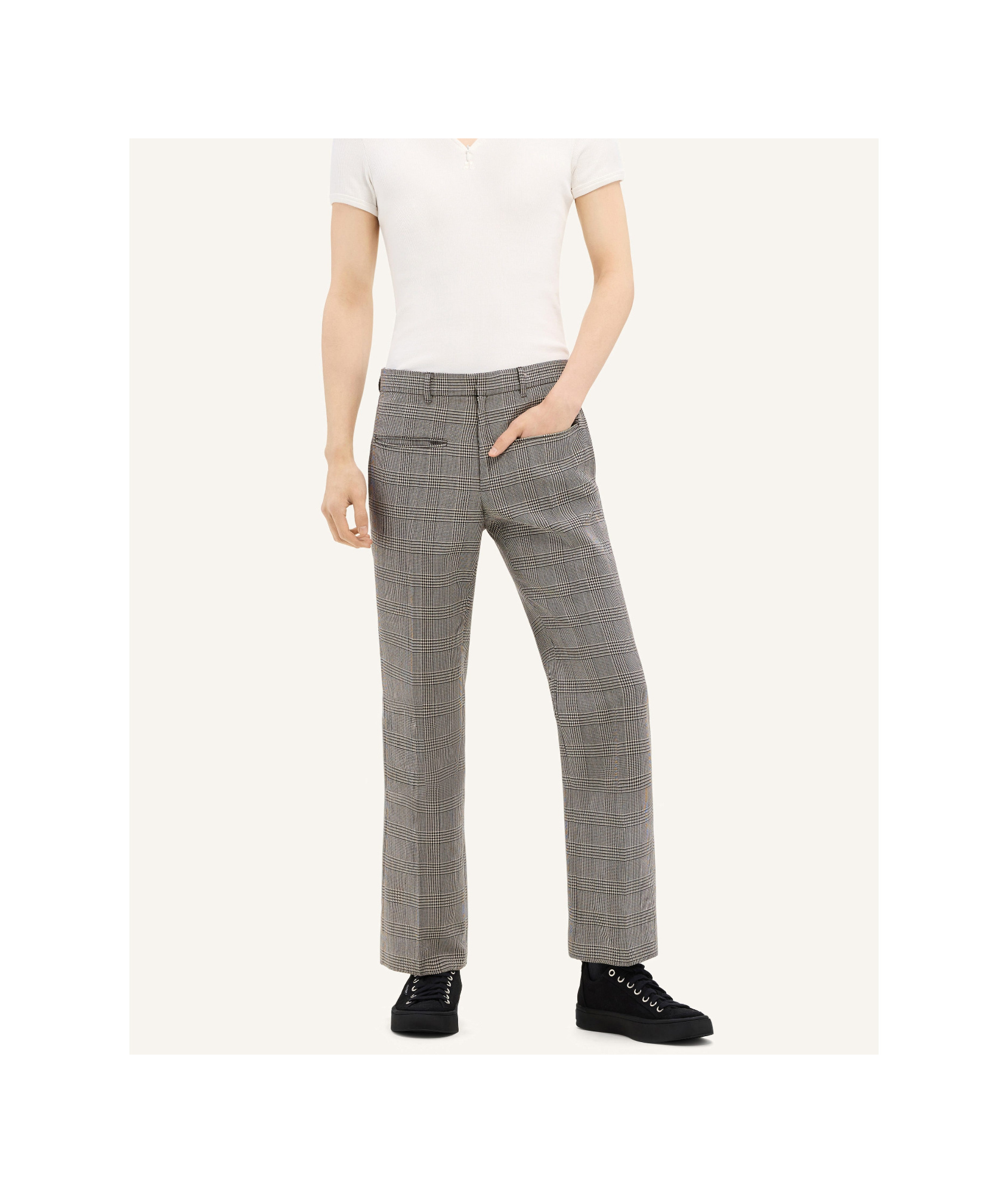 Courrèges Prince-of-wales-print Straight-leg Trousers In Gray