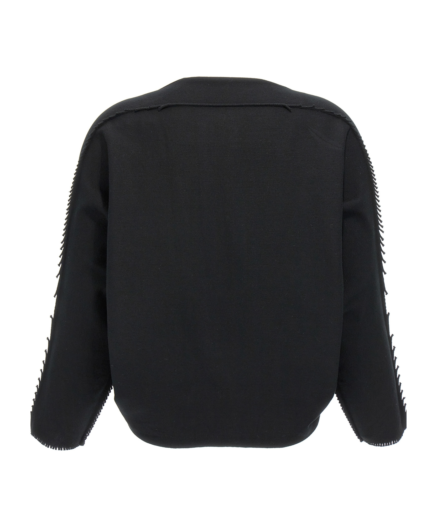 Shop Issey Miyake Frayed-detail Jumper In Black