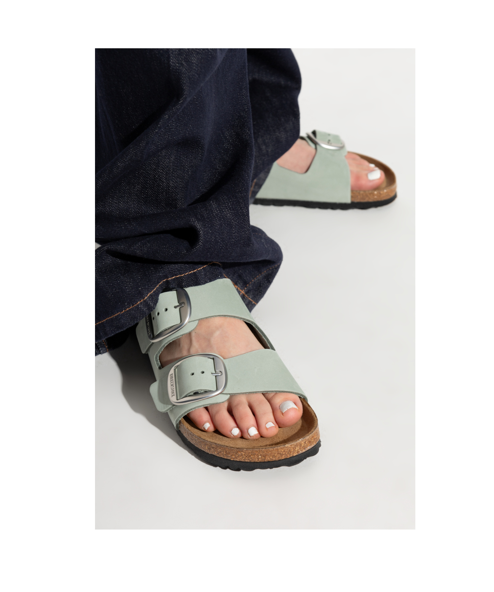 Shop Birkenstock Arizona Slides In Gray