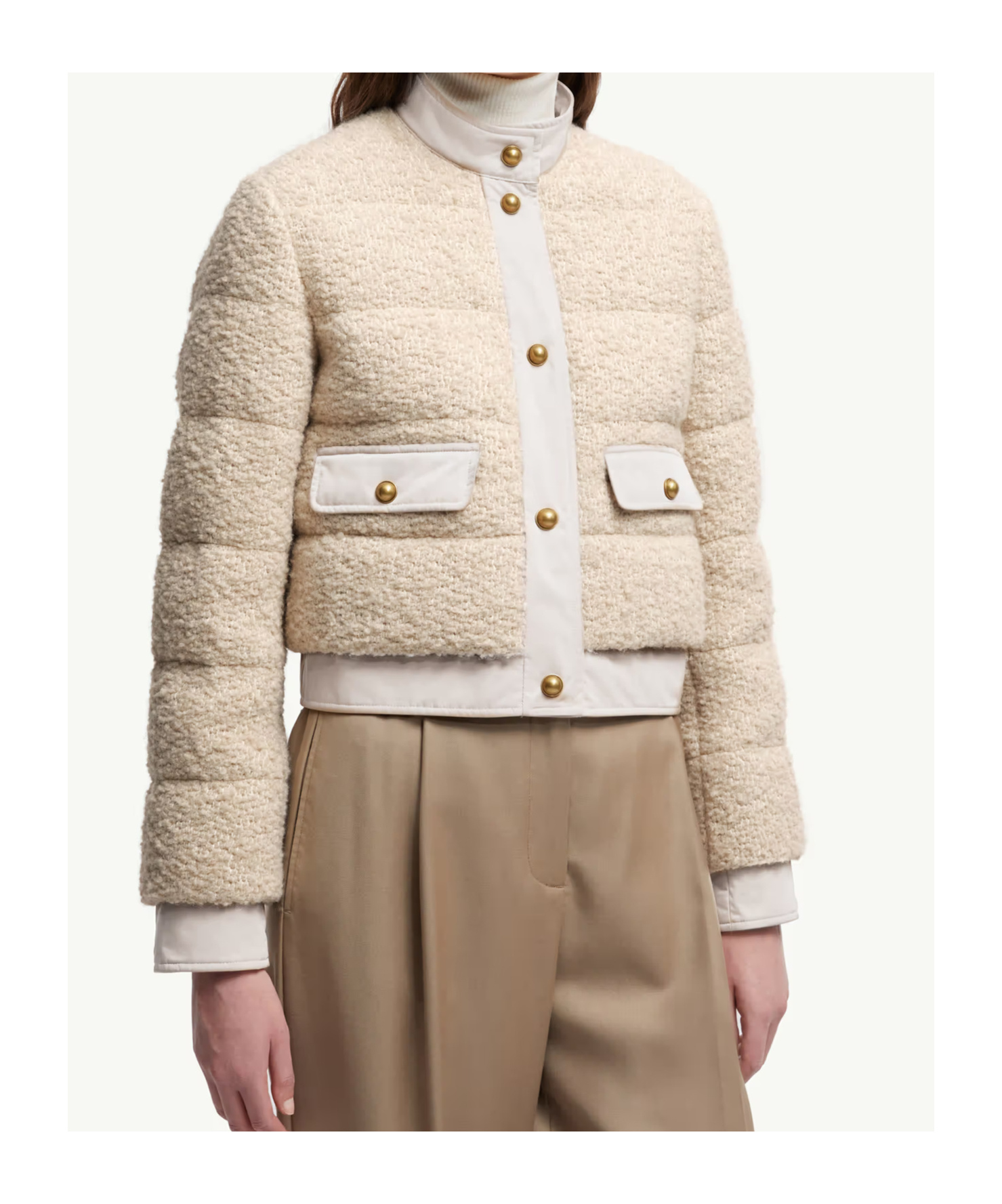 Moncler Button-down Bomber Jacket In Neutral