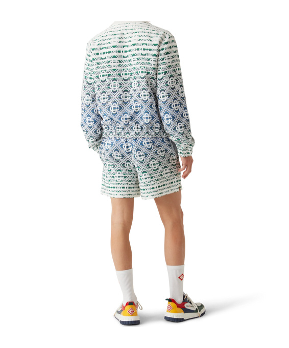 Casablanca Cotton Blend Bermuda Shorts With Geometric Pattern In White
