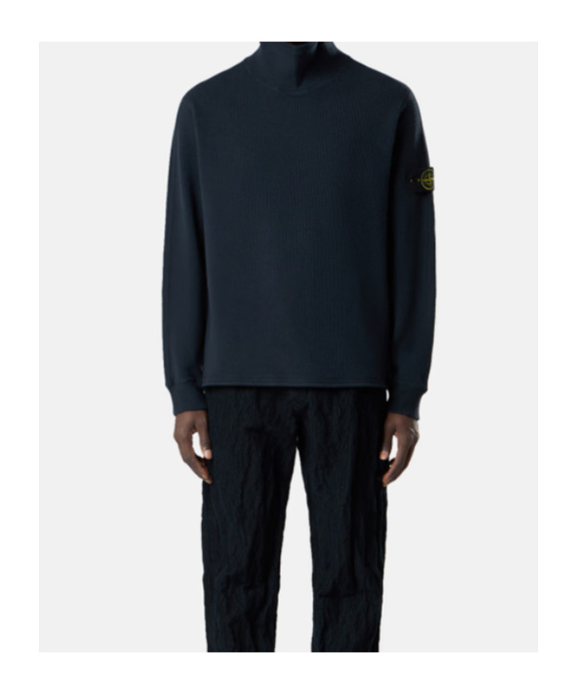 Stone Island Comfort-fit Mock Neck Sweatshirt With Back Yoke Detail In Blue