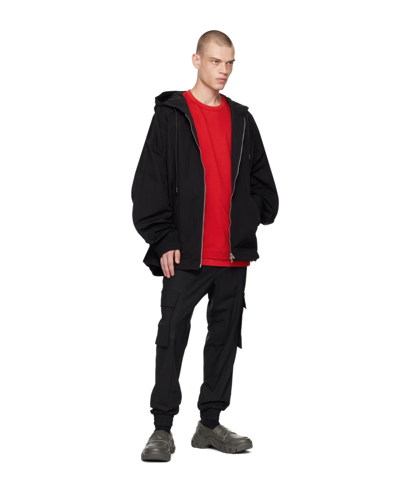 Juunj Black Puckering Track Jacket In Black