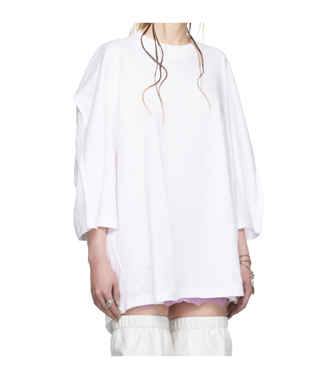 Jean Paul Gaultier Open-necked Black Shirt In White