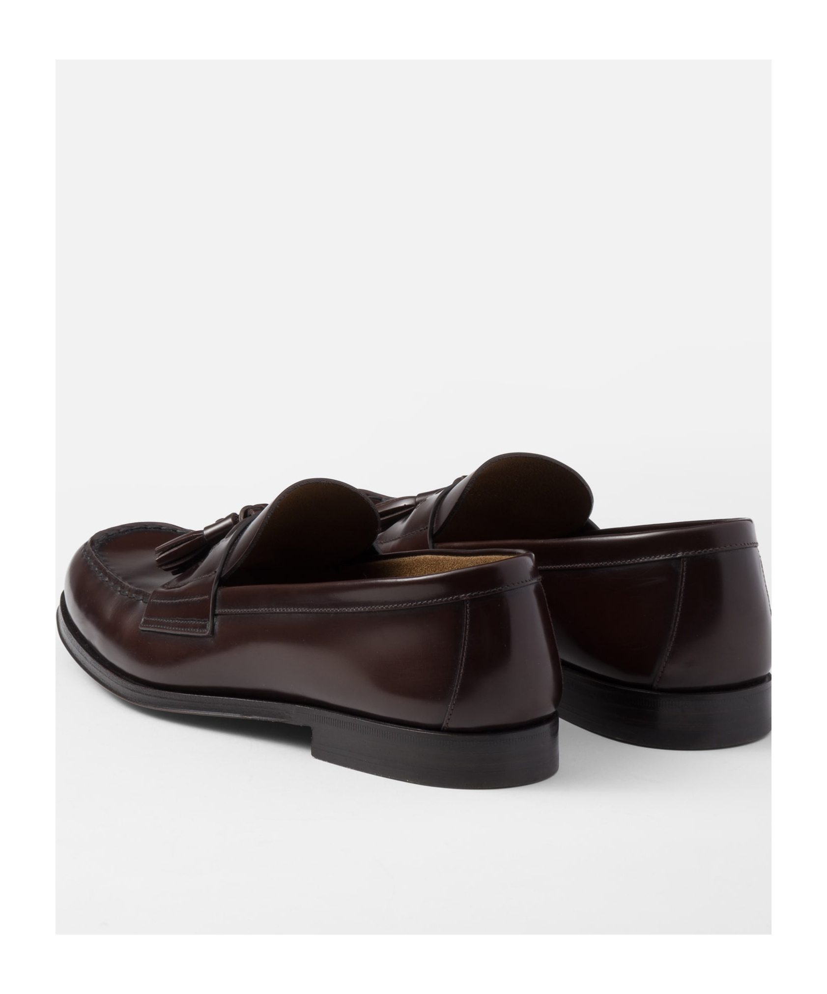 Prada Brushed Leather Platform Loafers In Black