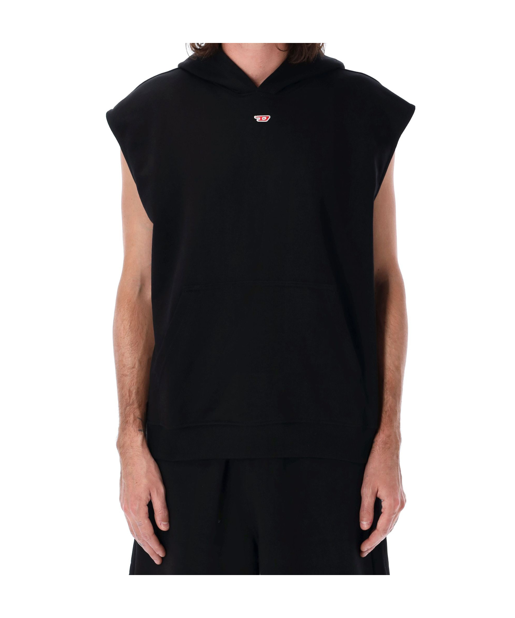 Diesel S-boxt-sl-d Sleeveless Hoodie In Black