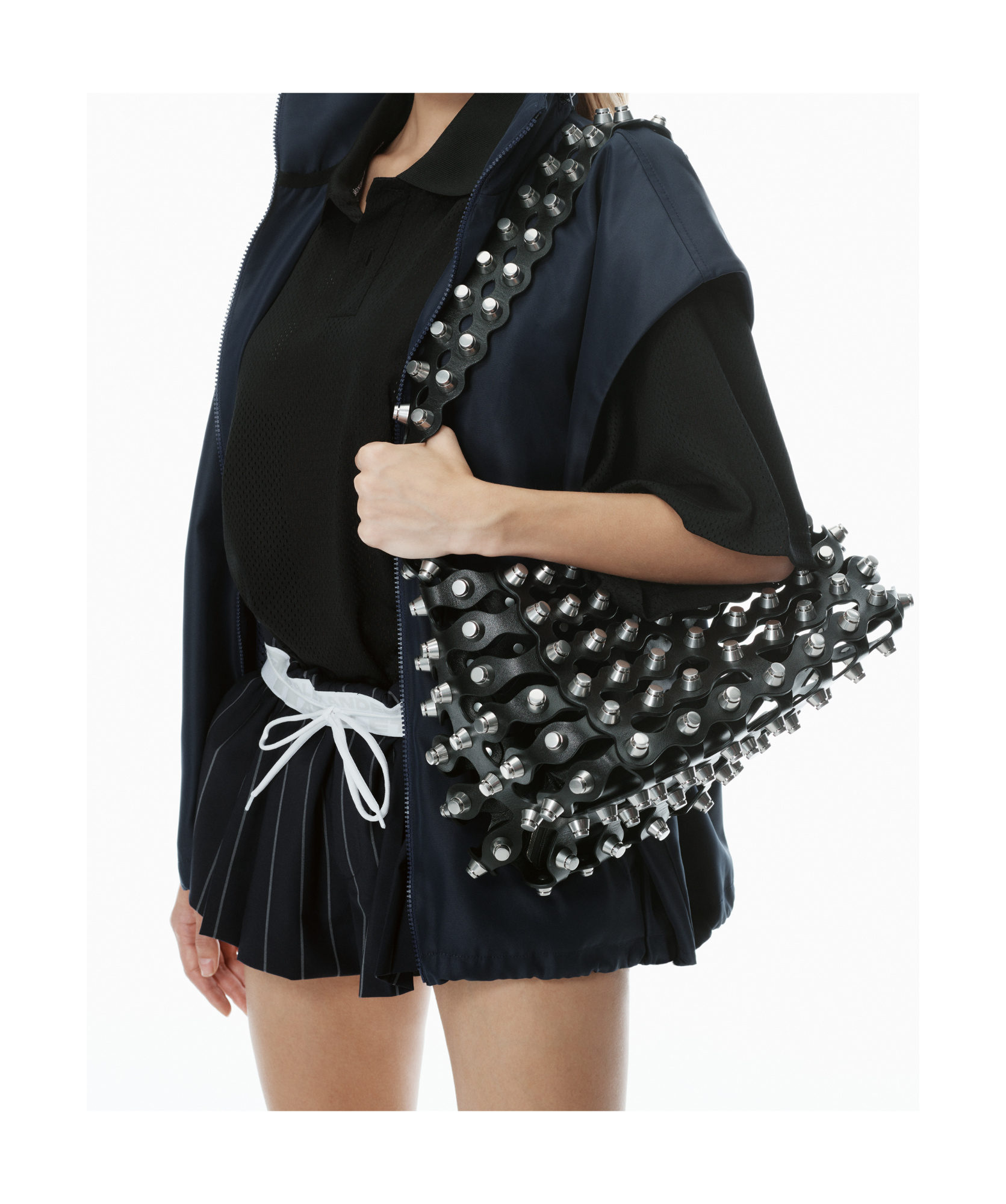 Alexander Wang Omens Rex Medium Studded Leather Shoulder Bag Black In Black