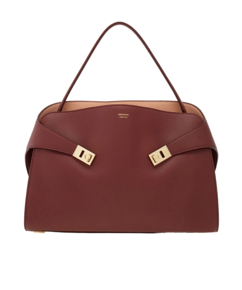 FERRAGAMO FERRAGAMO MEDIUM HUG LOGO PRINTED TOTE BAG