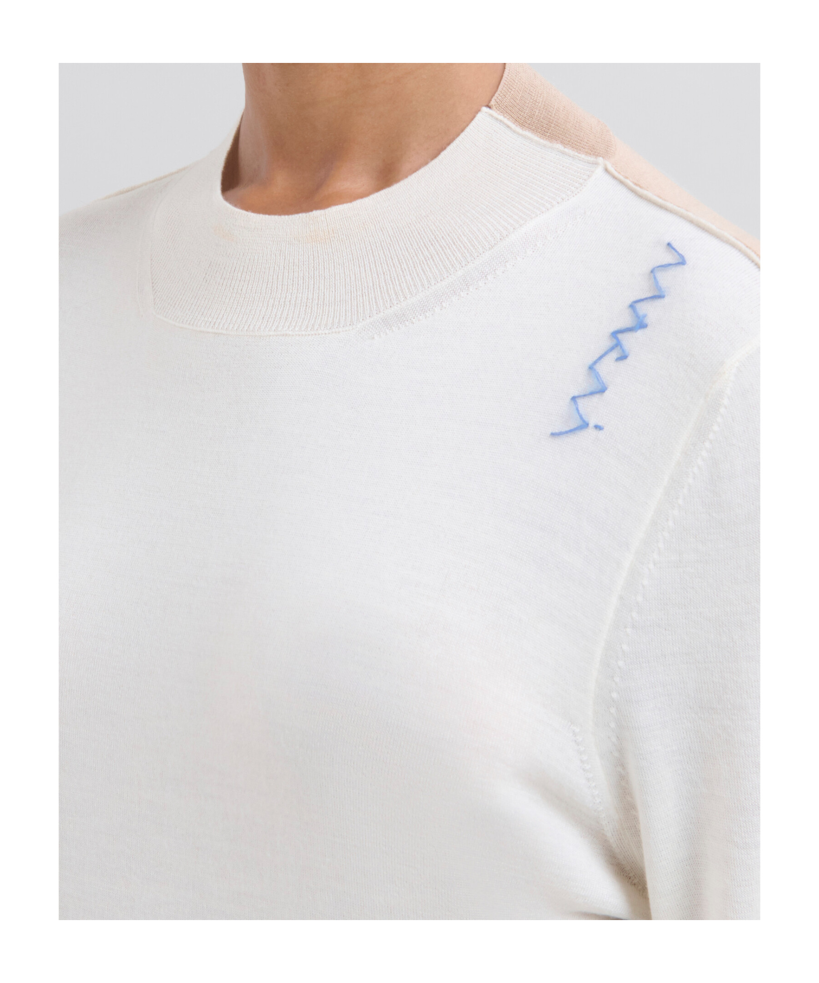 Marni Beige Sweater With Camel Back Blue Logo In White