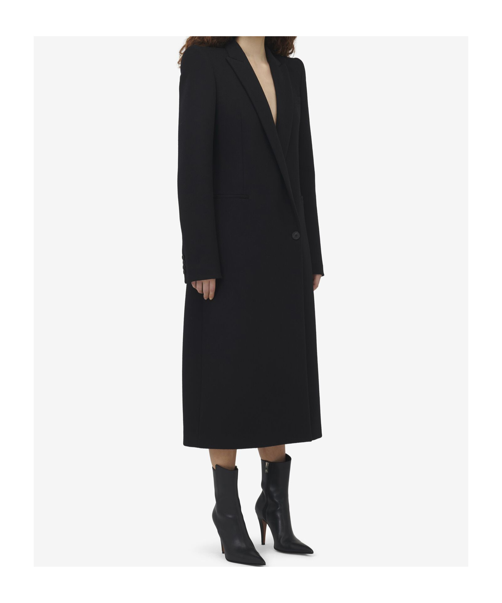 Alexander Mcqueen Stacked Shoulder Single-breasted Coat In Black