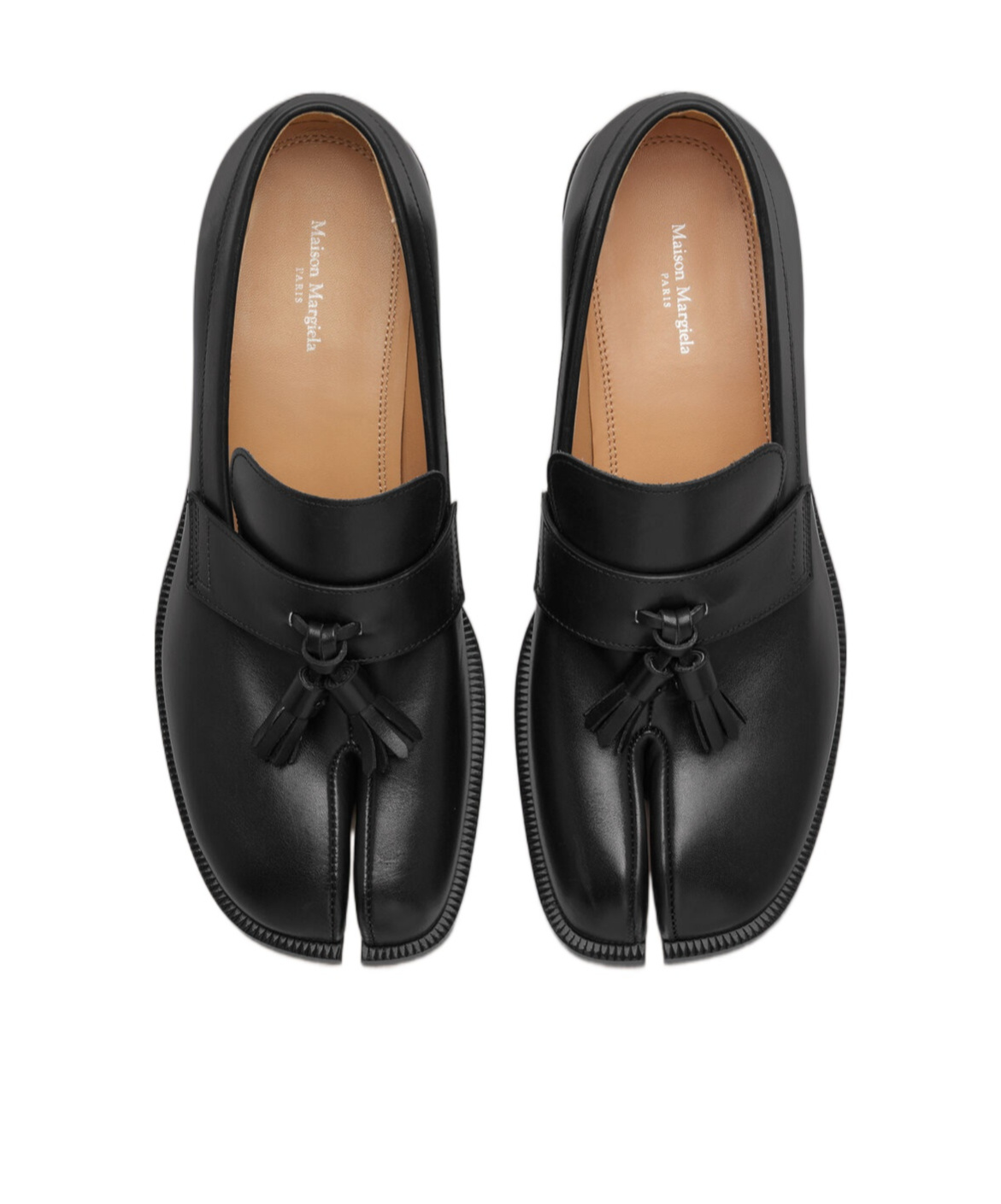 Maison Margiela Tabi Tassel-detail Leather Loafers In Black