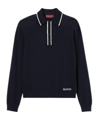 Gucci Long Sleeves Wool Polo Collar Sweater In Black
