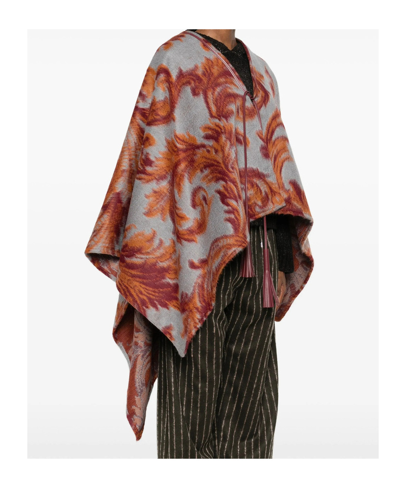 Etro Paisley-jacquard Brushed Wool-blend Cape In Multi