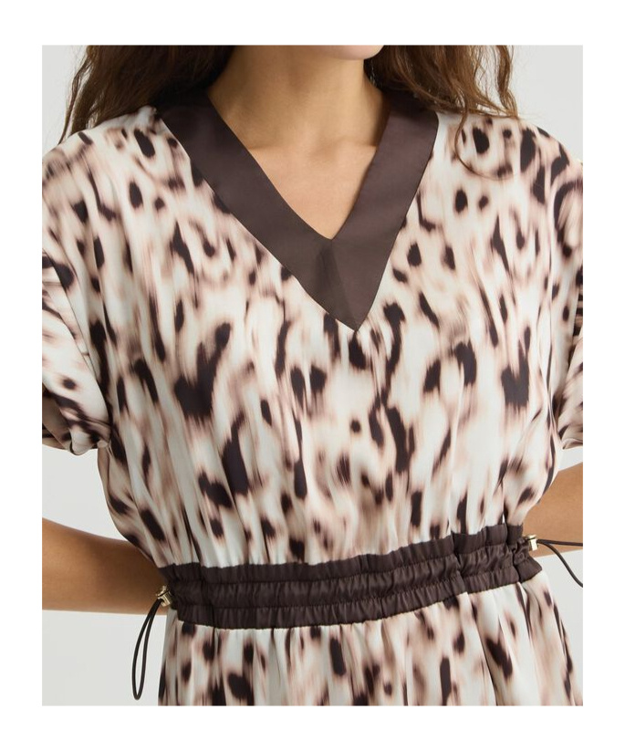 Liu •jo Animal Print V-neck Mini Dress In Animal Print