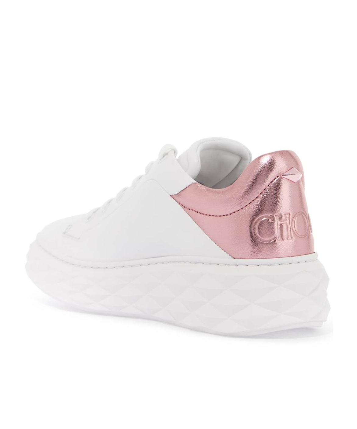Shop Jimmy Choo Diamond Maxi Metallic-effect Sneakers In Pink
