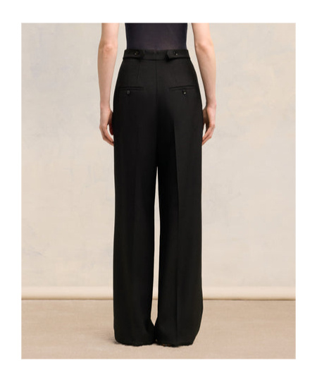 Ami Alexandre Mattiussi Wide Legged Pinstripe Trousers With In Black