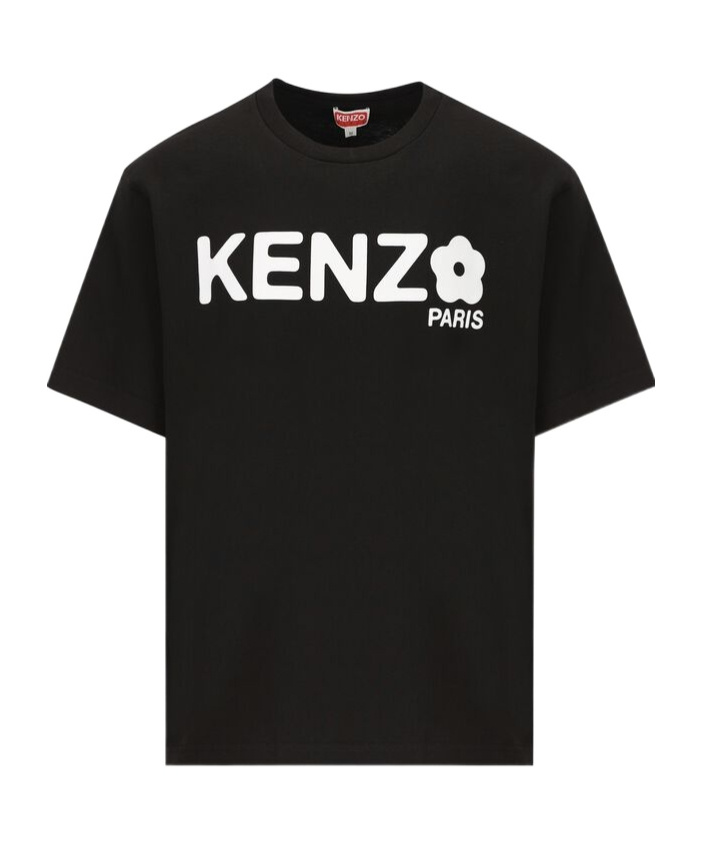 Kenzo Black T-shirt In Cotton With White Logo Printed In Black