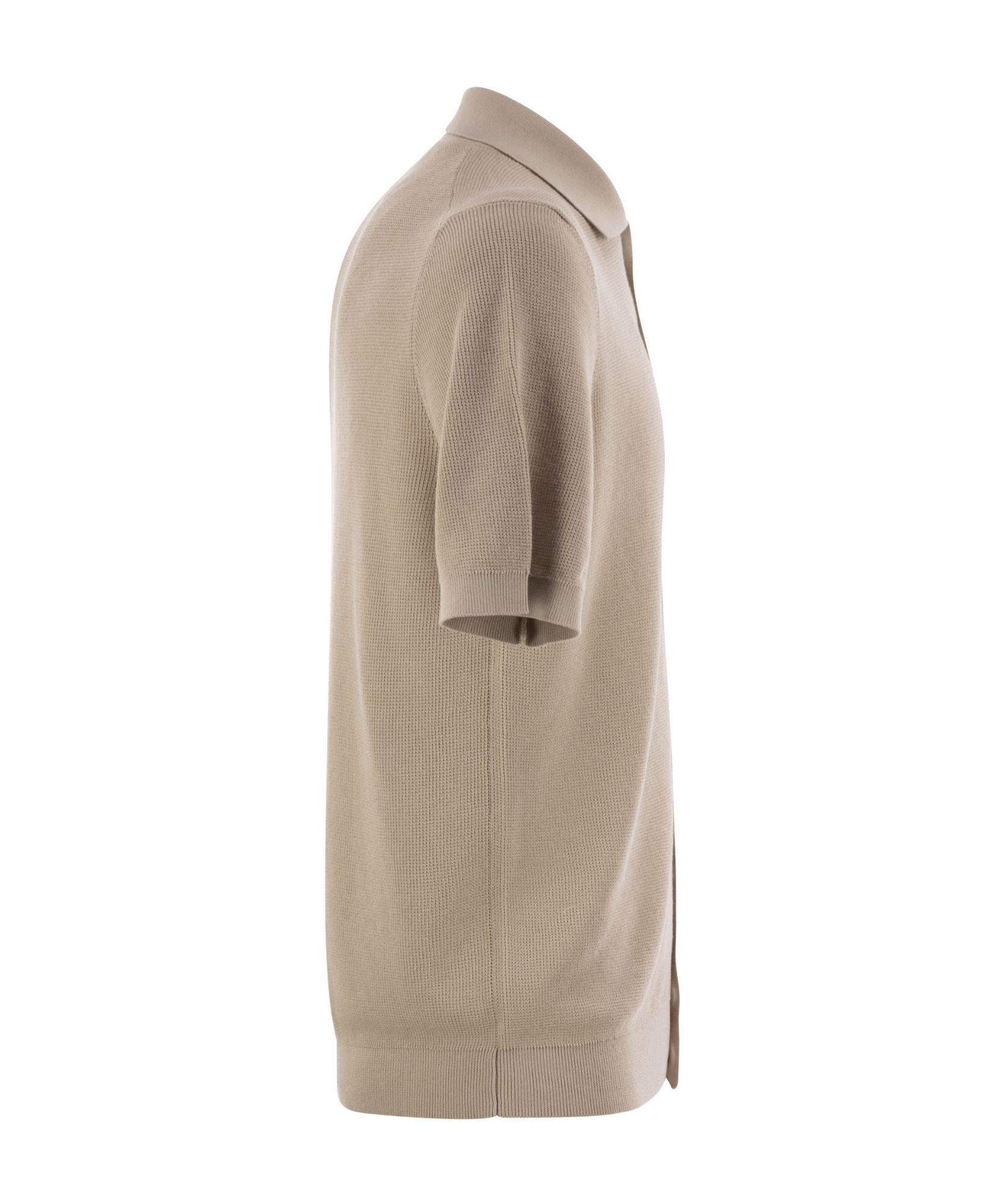 Peserico Polo Cardigan In Pure Cotton Yarn In Nude